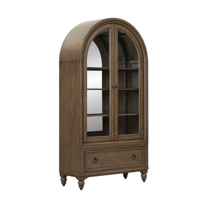 Americana Farmhouse - Arched Display Cabinet - Dusty Taupe Display Cabinets by Liberty Furniture - Walls Furniture & Mattress
