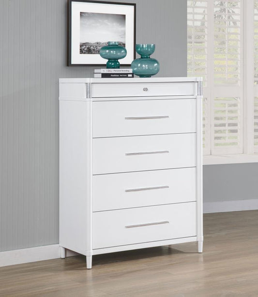 Gracemont - 5 - Drawer Bedroom Chest Of Drawers - White Accent Chests by Coaster Fine Furniture - Walls Furniture & Mattress