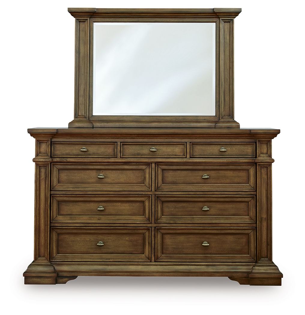 Frantanna - 3 Pc. - Queen Panel Storage Bed, Dresser And Mirror - Brown 3 Piece Bedroom Sets by Signature Design by Ashley® - Walls Furniture & Mattress