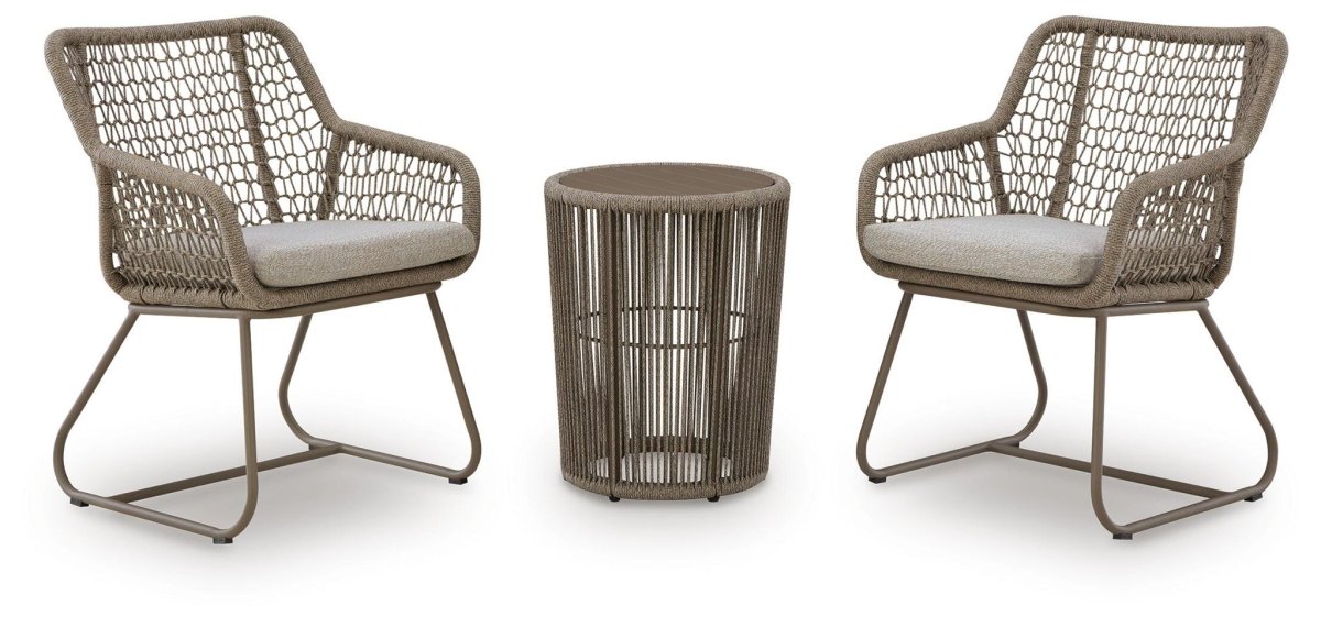 Majors Beach - Outdoor Table And 2 Chairs (Set of 3) - Beige 3 Piece Outdoor Sets by Signature Design by Ashley® - Walls Furniture & Mattress