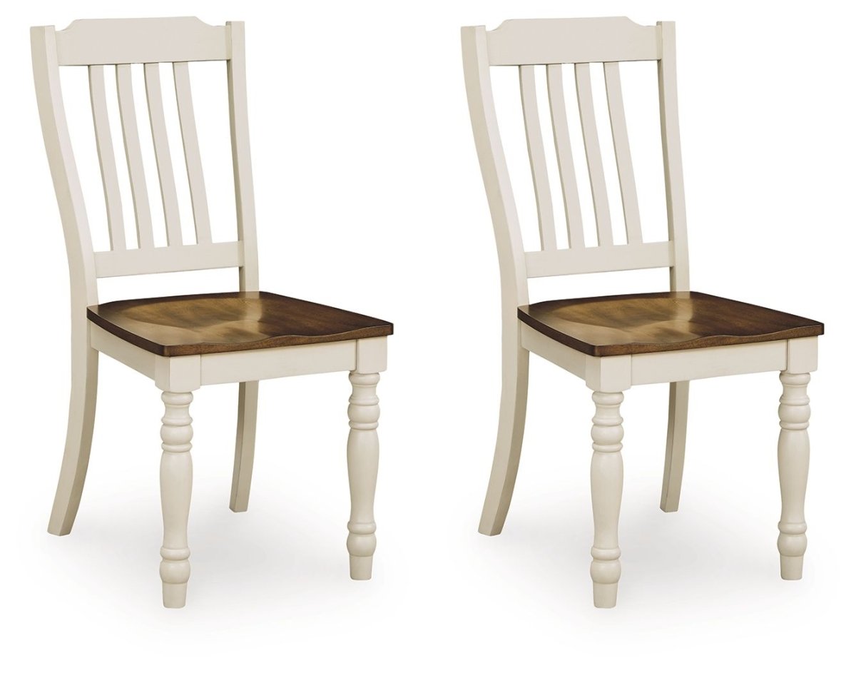 Wirloni - Dining Room Side Chair (Set of 2) - Antique White / Brown Chair Sets by Signature Design by Ashley® - Walls Furniture & Mattress