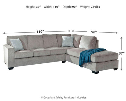 Altari - Right Arm Facing Corner Chaise With Sleeper 2 Pc Sectional - Alloy Sleeper Sectionals by Signature Design by Ashley® - Walls Furniture & Mattress