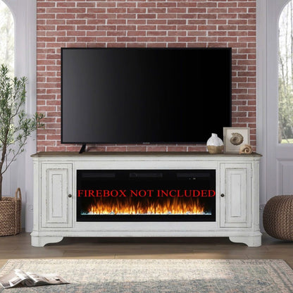 Fireplace TV Consoles - 82" Fireplace TV Console FTS - Brown Fireplace TV Stands by Liberty Furniture - Walls Furniture & Mattress