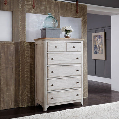 Farmhouse Reimagined - 5 Drawer Chest - White Accent Chests by Liberty Furniture - Walls Furniture & Mattress