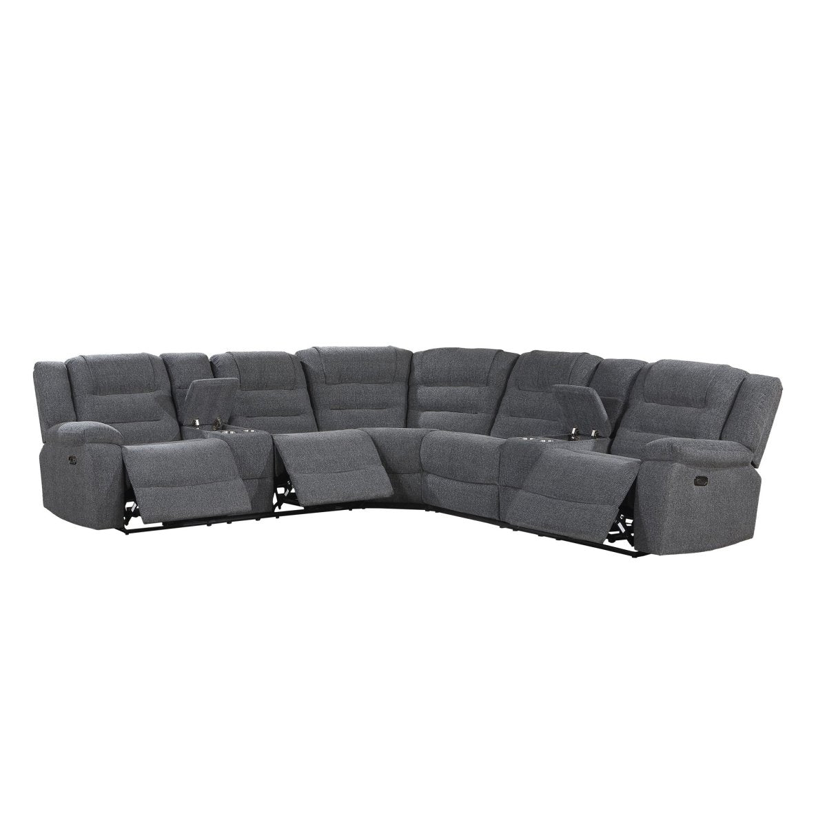 Redondo - Power 3 Piece Ssectional (2 Loveseats & Wedge) - Dark Gray Reclining Sectionals by New Classic - Walls Furniture & Mattress