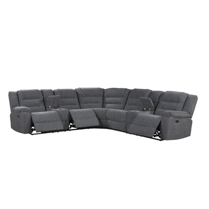 Redondo - Power 3 Piece Ssectional (2 Loveseats & Wedge) - Dark Gray Reclining Sectionals by New Classic - Walls Furniture & Mattress
