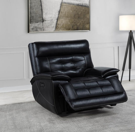 Hewitt - Leather Upholstered Dual Power Recliner Chair - Black Reclining Chairs by Coaster Fine Furniture - Walls Furniture & Mattress