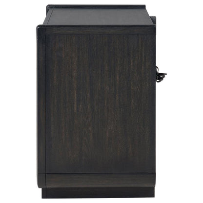 Leandro - 2 - Drawer LED Nightstand With USB - Burnished Black Nightstands w/ Charging Stations by Coaster Fine Furniture - Walls Furniture & Mattress