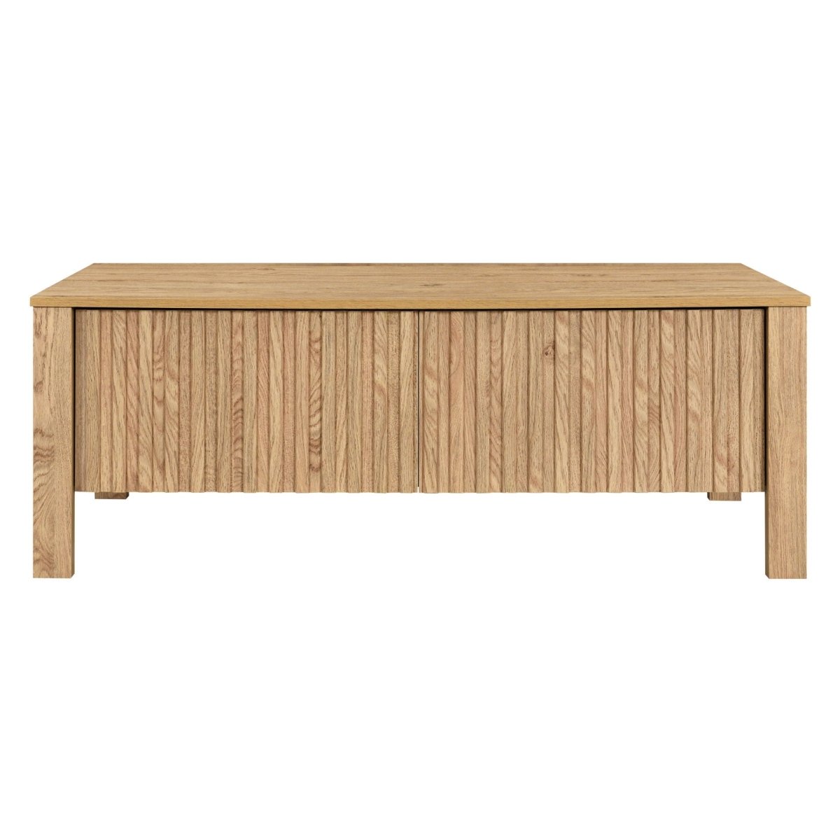 Thayer - 47" Two Drawer Coffee Table - Natural Coffee Tables by New Classic - Walls Furniture & Mattress