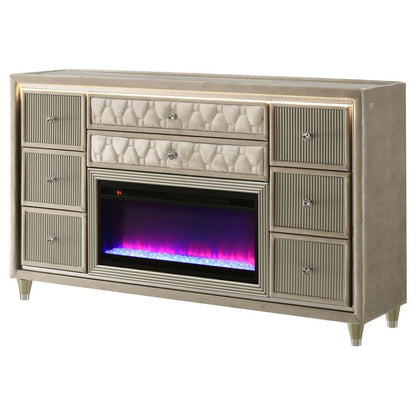 Lorient - 8 - Drawer LED Bedroom Flame Box Dresser Dressers by Coaster Fine Furniture - Walls Furniture & Mattress