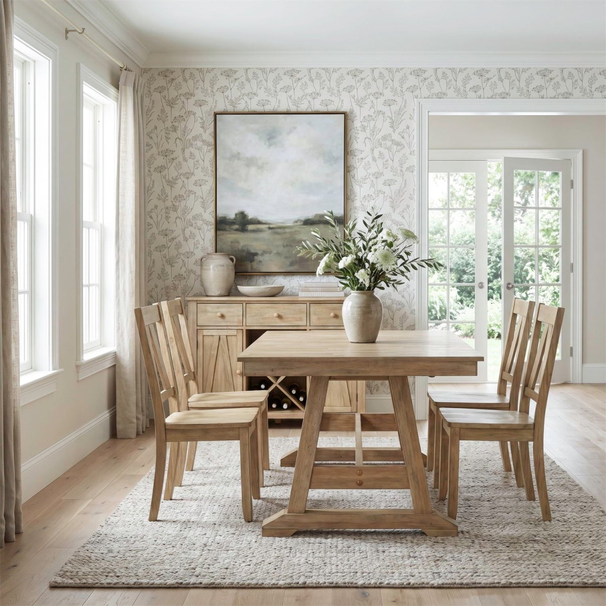Lindsey Farm - Trestle Table Set 5 Piece Dining Room Sets by Liberty Furniture - Walls Furniture & Mattress