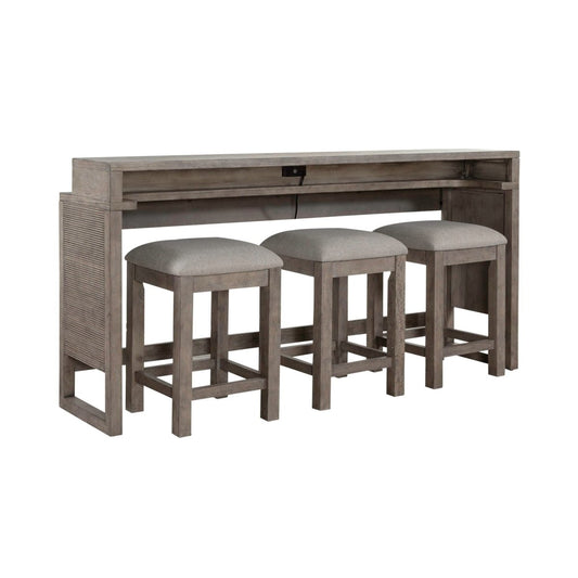 Bartlett Field - 4 Piece Living Room Set (Console Bar Table & 3 Console Stools) - Gray 4 Piece Living Room Sets by Liberty Furniture - Walls Furniture & Mattress