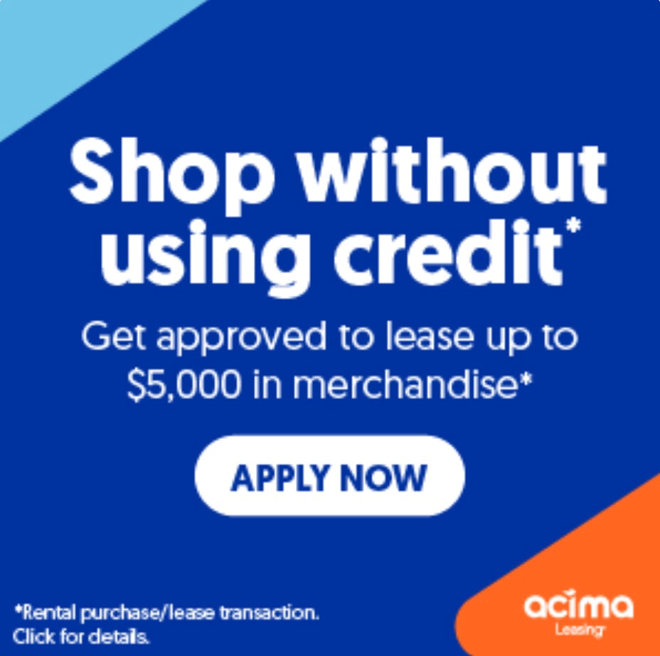 Advertisement for Acima Leasing with text about leasing up to $5,000 without using credit.