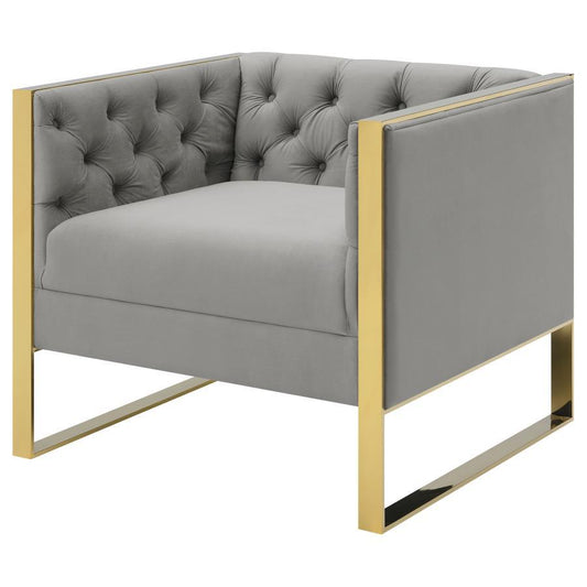 Eastbrook - Velvet Upholstered Tufted Accent Chair - Gray Arm Chairs by CoasterElevations - Walls Furniture & Mattress