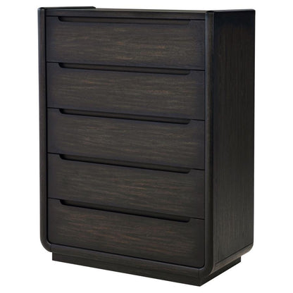 Leandro - 5 - Drawer Bedroom Chest Of Drawers - Burnished Black Accent Chests by Coaster Fine Furniture - Walls Furniture & Mattress