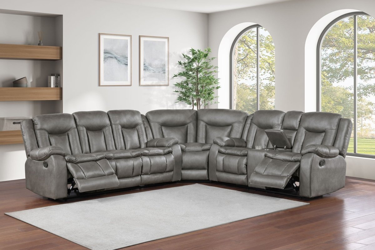 Morello - 3 Piece Manual Sofa/Loveseat/Wedge Reclining Sectionals by New Classic - Walls Furniture & Mattress