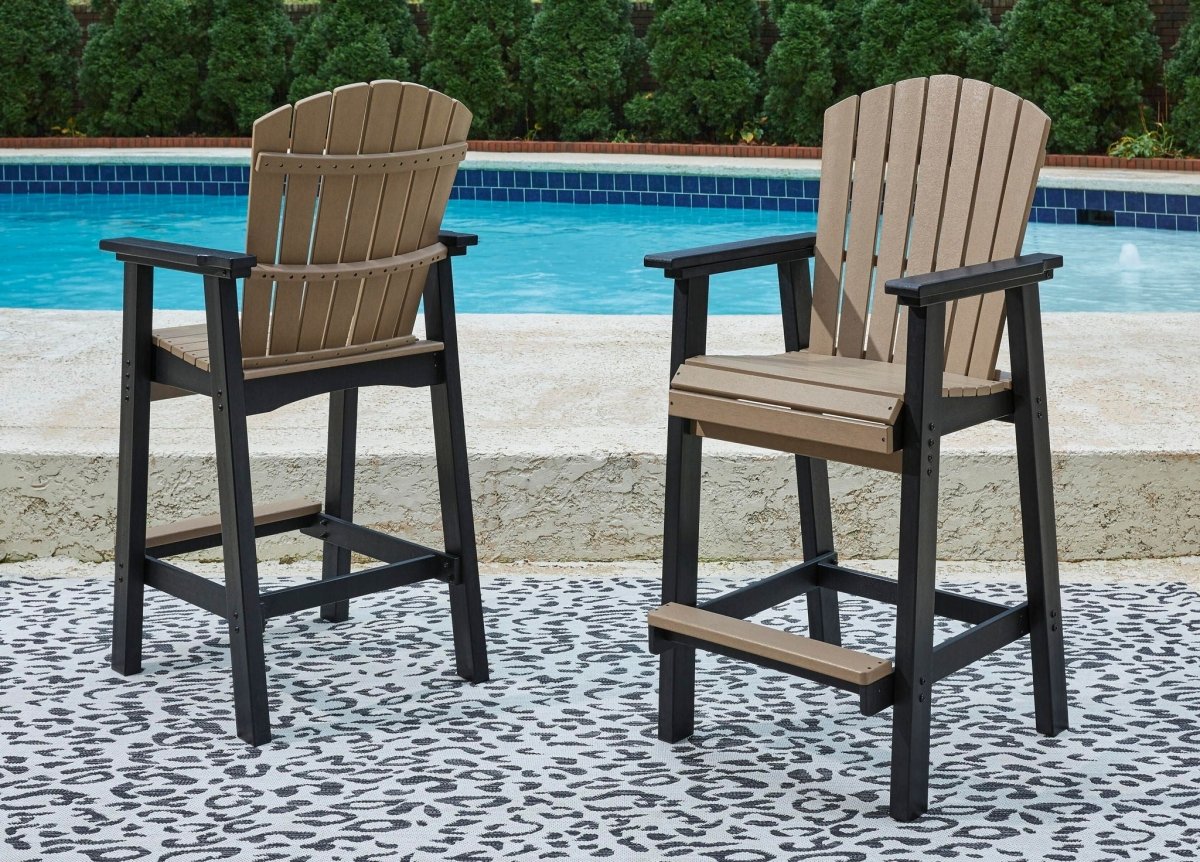 Fairen Trail - Tall Barstool (Set of 2) - Black / Driftwood Chair Sets by Signature Design by Ashley® - Walls Furniture & Mattress
