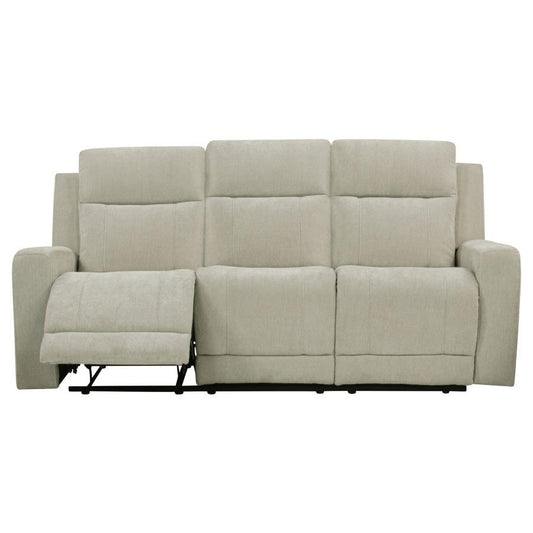 Kennett - Chenille Upholstered Power Reclining Sofa - Ivory Reclining Sofas by Coaster Fine Furniture - Walls Furniture & Mattress