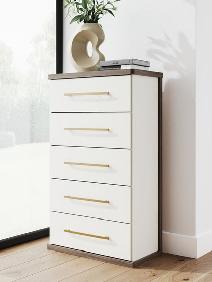 Kendanport - Brown / White - Five Drawer Chest Accent Chests by Signature Design by Ashley® - Walls Furniture & Mattress