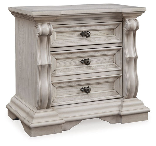 Bruchandi - Antique White - Three Drawer Night Stand Nightstands w/ Charging Stations by Signature Design by Ashley® - Walls Furniture & Mattress
