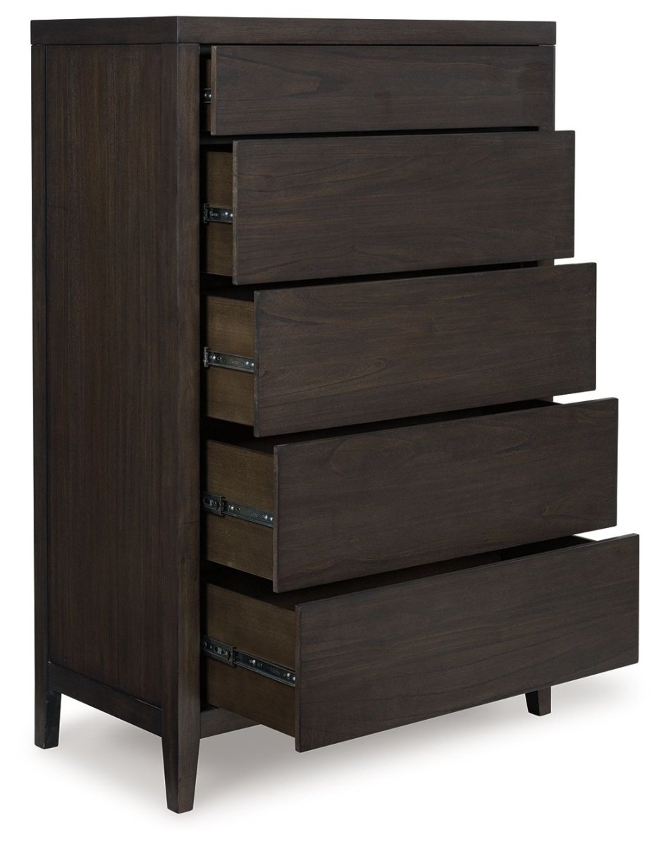 Westonfort - Five Drawer Chest - Espresso Accent Chests by Ashley® - Walls Furniture & Mattress