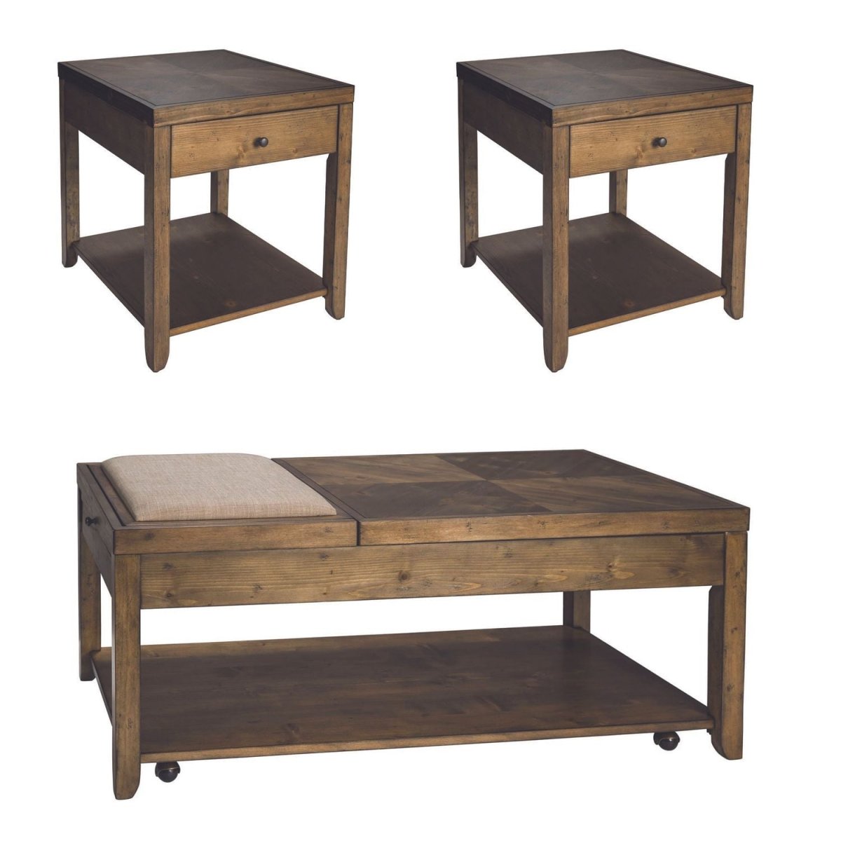 Mitchell - 3 Piece Table Set (1 Cocktail 2 End Tables) - Dark Brown Table Sets by Liberty Furniture - Walls Furniture & Mattress