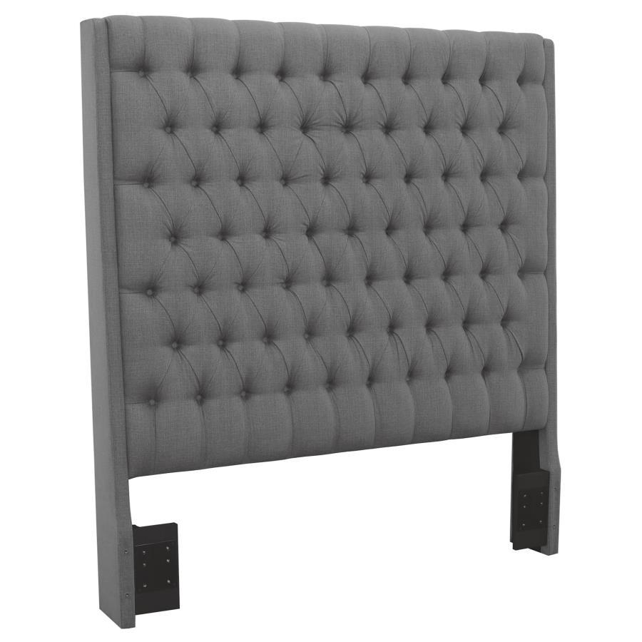 Camille - Upholstered California King Panel Headboard - Gray Upholstered Headboards by CoasterEssence - Walls Furniture & Mattress