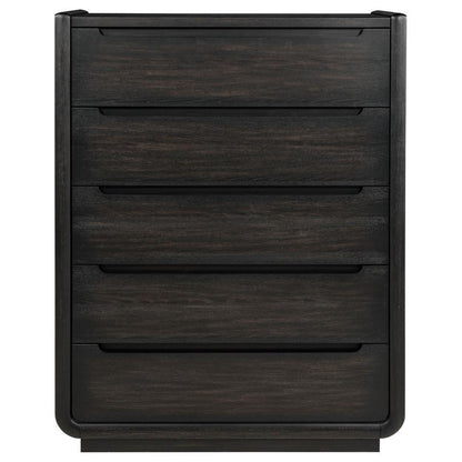 Leandro - 5 - Drawer Bedroom Chest Of Drawers - Burnished Black Accent Chests by Coaster Fine Furniture - Walls Furniture & Mattress