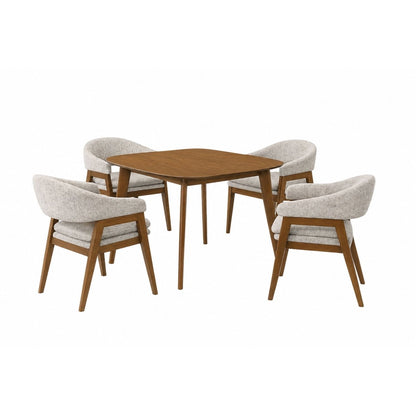 Miller - 5 Piece Set (39" Square Dining Table With 4 Arm Chairs) - Walnut / Gray 5 Piece Dining Room Sets by New Classic - Walls Furniture & Mattress