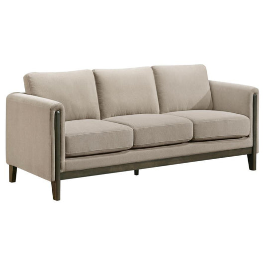 Islington - Fabric Upholstered Panel Arm Sofa - Taupe Stationary Sofas by Coaster Fine Furniture - Walls Furniture & Mattress