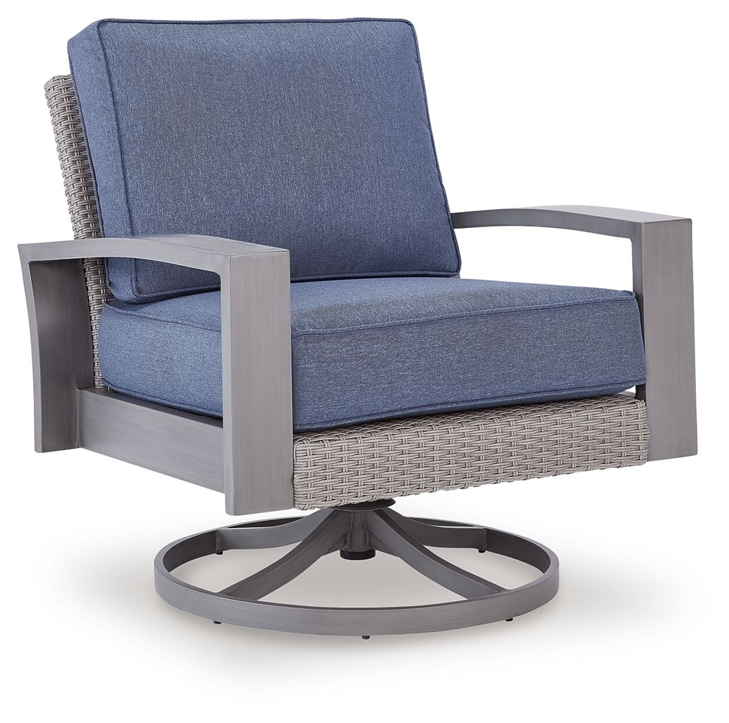 Half Moon Beach - Swivel Lounge With Cushion - Blue / Gray Swivel Chairs by Signature Design by Ashley® - Walls Furniture & Mattress