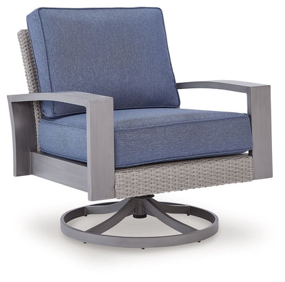 Half Moon Beach - Swivel Lounge With Cushion - Blue / Gray Swivel Chairs by Signature Design by Ashley® - Walls Furniture & Mattress