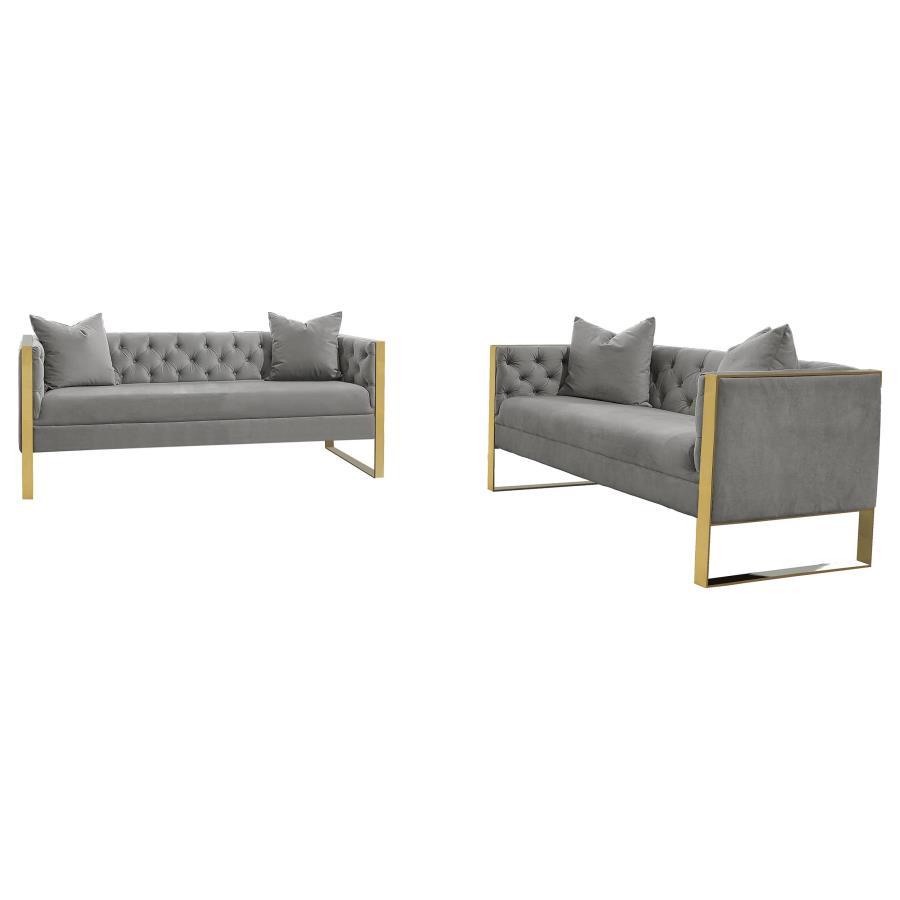 Eastbrook - Velvet Upholstered Tufted Sofa Set Stationary Sofas & Loveseats by CoasterElevations - Walls Furniture & Mattress