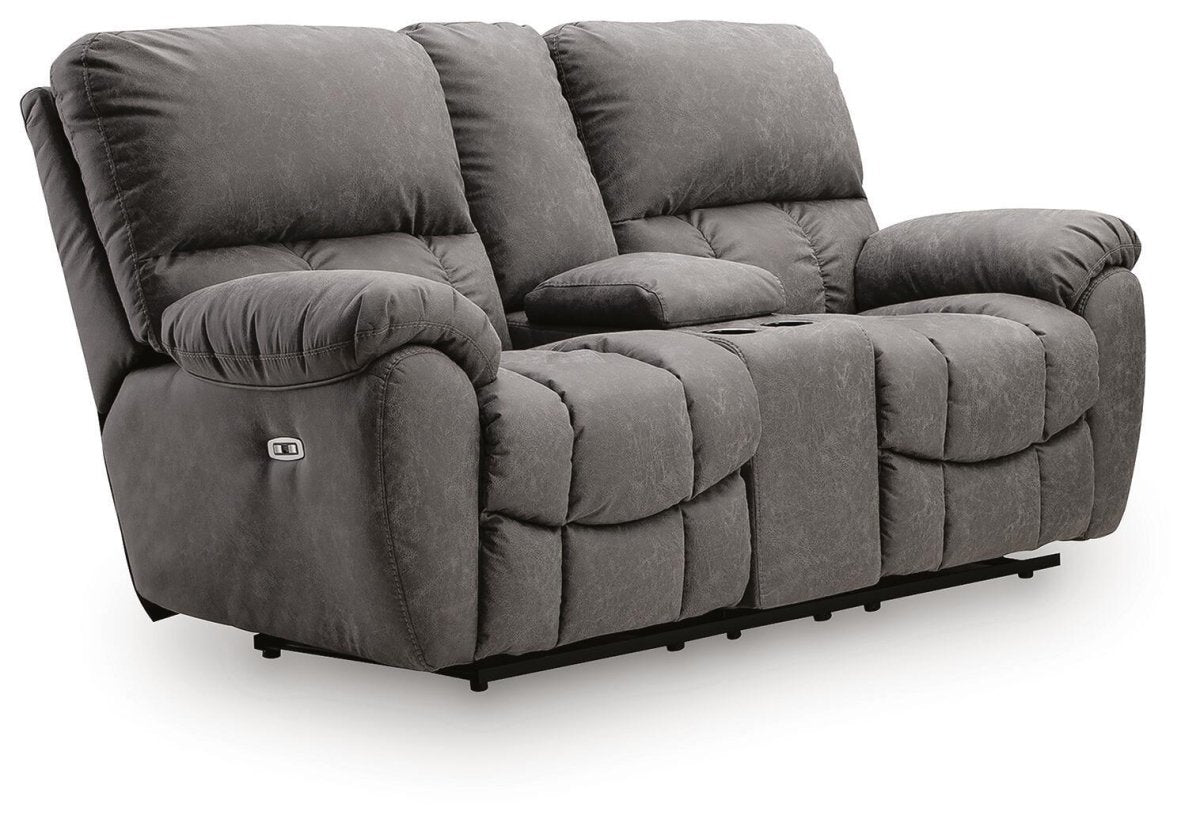 Bakerstein - Power Recline Loveseat/Console/Adjustable Headrest - Galaxy Reclining Loveseats by Signature Design by Ashley® - Walls Furniture & Mattress