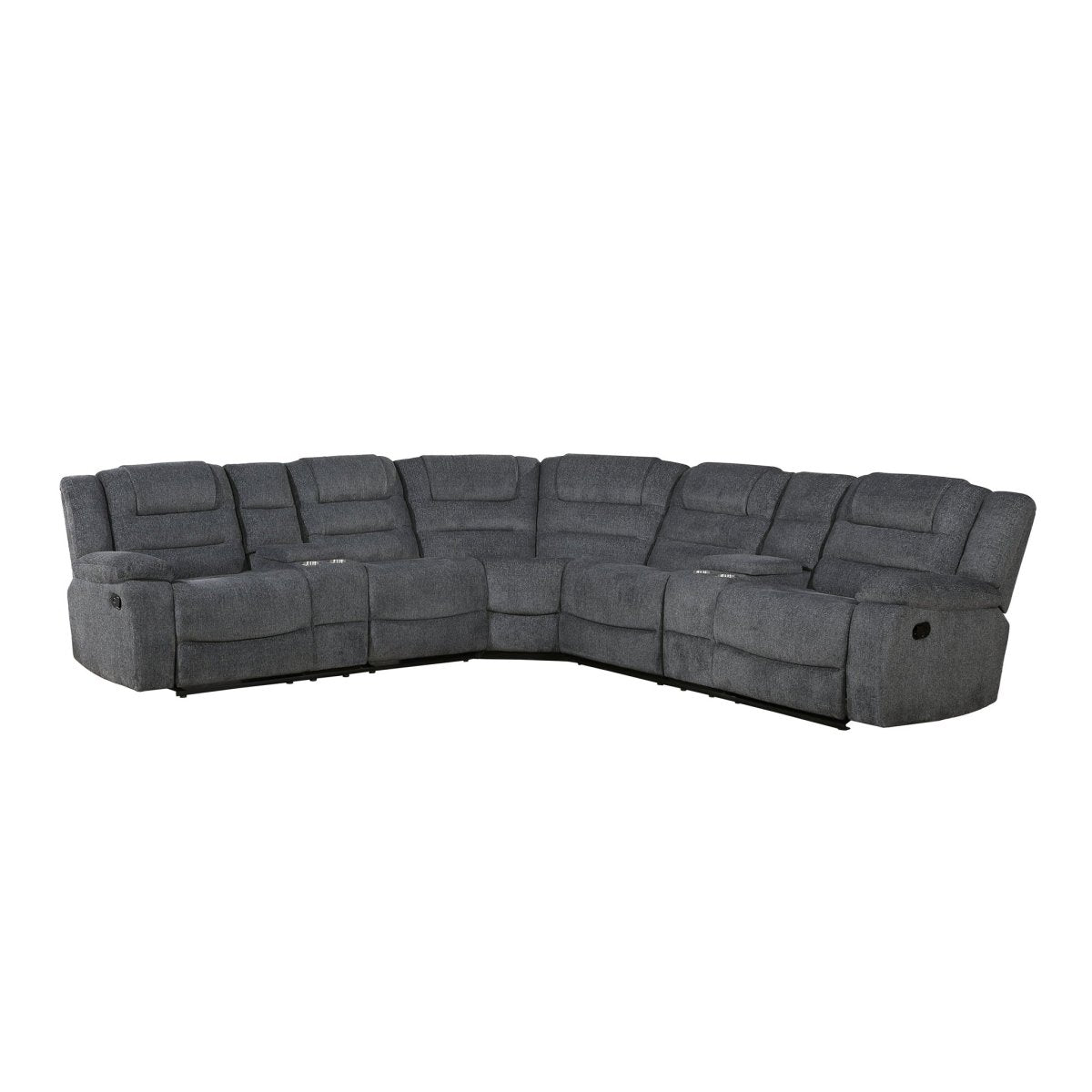 Redondo - 3 Piece Manual Sectional (2 Loveseats & Wedge) - Dark Gray Reclining Sectionals by New Classic - Walls Furniture & Mattress