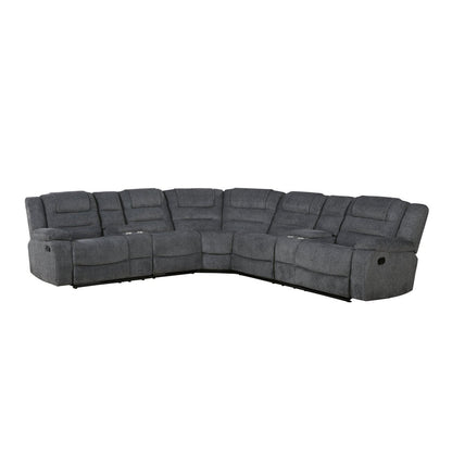 Redondo - 3 Piece Manual Sectional (2 Loveseats & Wedge) - Dark Gray Reclining Sectionals by New Classic - Walls Furniture & Mattress