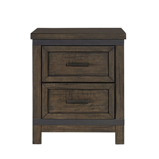 Thornwood Hills - 2 Drawer Nightstand - Dark Brown Nightstands by Liberty Furniture - Walls Furniture & Mattress
