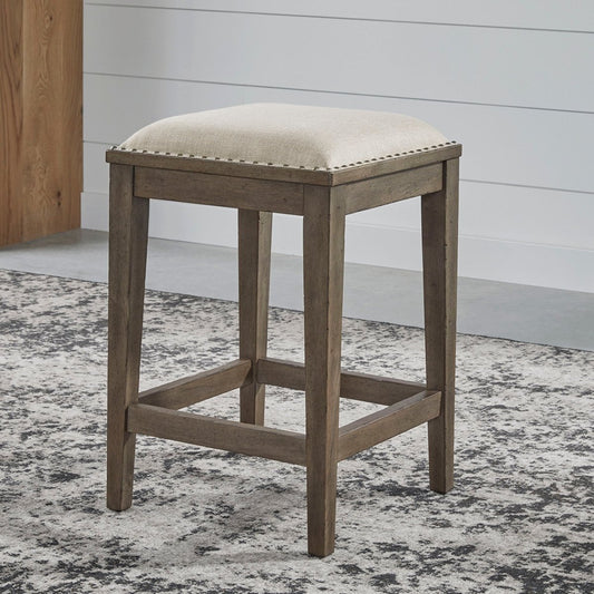 Americana Farmhouse - Upholstered Console Stool - Light Brown Counter Height (24" - 27") by Liberty Furniture - Walls Furniture & Mattress