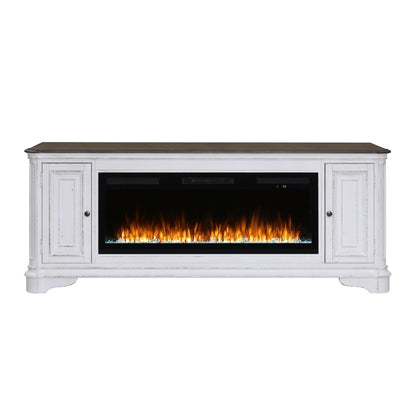 Fireplace TV Consoles - 244 82" Console With Fire FTS - White