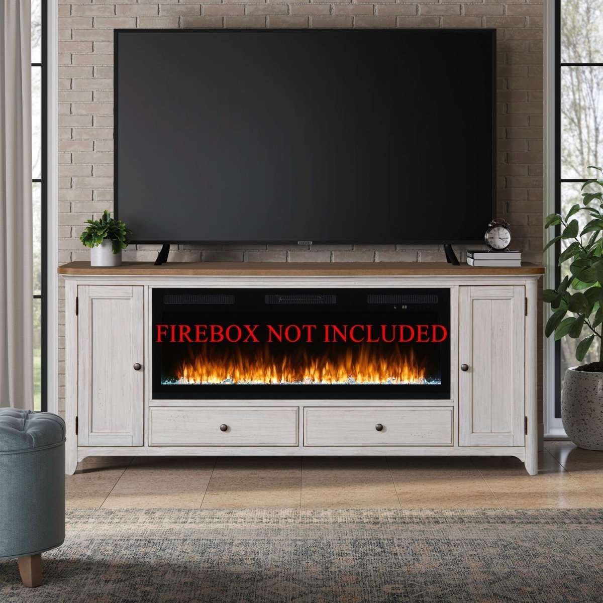 Fireplace TV Consoles - 80" Fireplace TV Console FTS - Brown Fireplace TV Stands by Liberty Furniture - Walls Furniture & Mattress