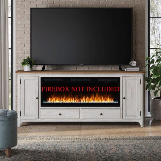 Fireplace TV Consoles - 80" Fireplace TV Console FTS - Brown Fireplace TV Stands by Liberty Furniture - Walls Furniture & Mattress