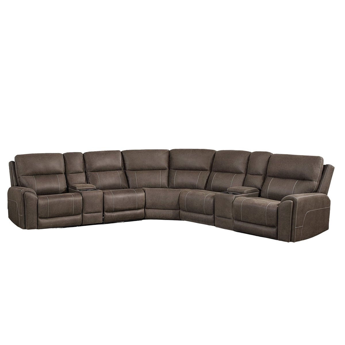 Gaia - 7 Piece P2 Power Sectional - Brown Reclining Sectionals by New Classic - Walls Furniture & Mattress