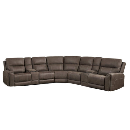 Gaia - 7 Piece P2 Power Sectional - Brown Reclining Sectionals by New Classic - Walls Furniture & Mattress