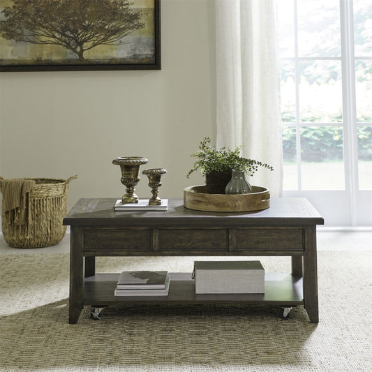Paradise Valley - Lift Top Cocktail Table - Saddle Brown Cocktail Tables by Liberty Furniture - Walls Furniture & Mattress