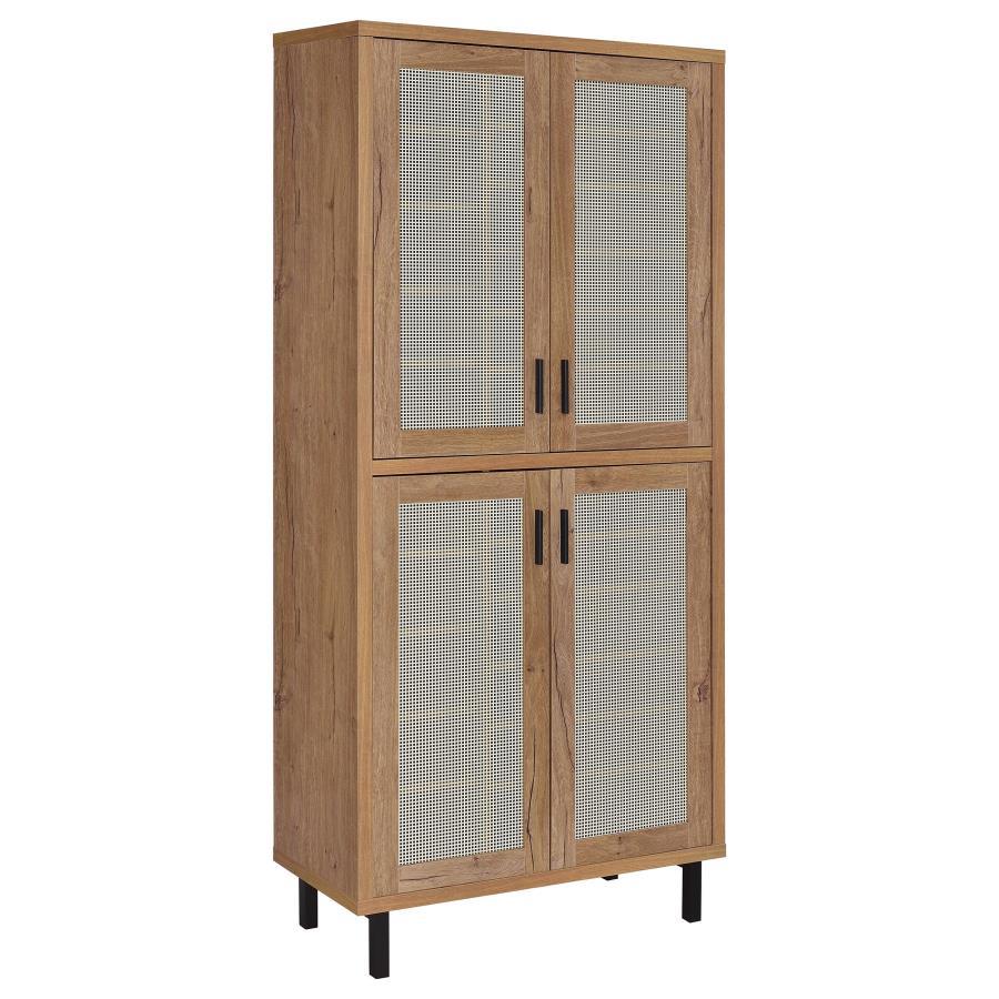 Teller - 4 - Door Tall Shoe Storage Cabinet - Natural Oak Accent Cabinets by Coaster Fine Furniture - Walls Furniture & Mattress