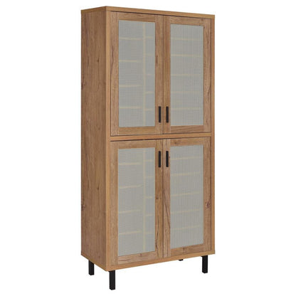 Teller - 4 - Door Tall Shoe Storage Cabinet - Natural Oak Accent Cabinets by Coaster Fine Furniture - Walls Furniture & Mattress