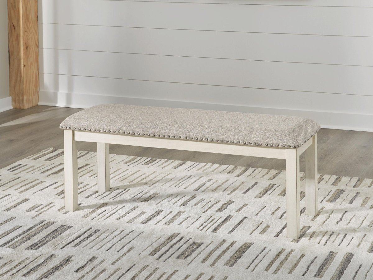Robbinsdale - Large Upholstered Dining Room Bench - Antique White Upholstered Benches by Signature Design by Ashley® - Walls Furniture & Mattress