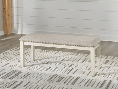 Robbinsdale - Large Upholstered Dining Room Bench - Antique White Upholstered Benches by Signature Design by Ashley® - Walls Furniture & Mattress