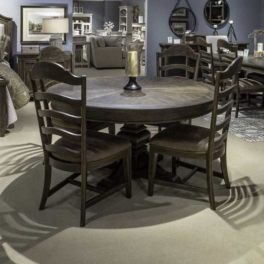 Paradise Valley - 5 Piece Pedestal Table Set - Dark Brown 5 Piece Dining Room Sets by Liberty Furniture - Walls Furniture & Mattress