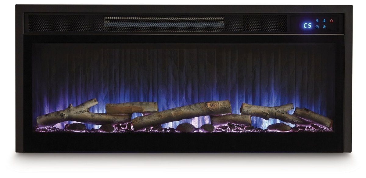 Entertainment Accessories - Black - Fireplace Insert With Faux Birch Log Set Fireplace Inserts by Signature Design by Ashley® - Walls Furniture & Mattress